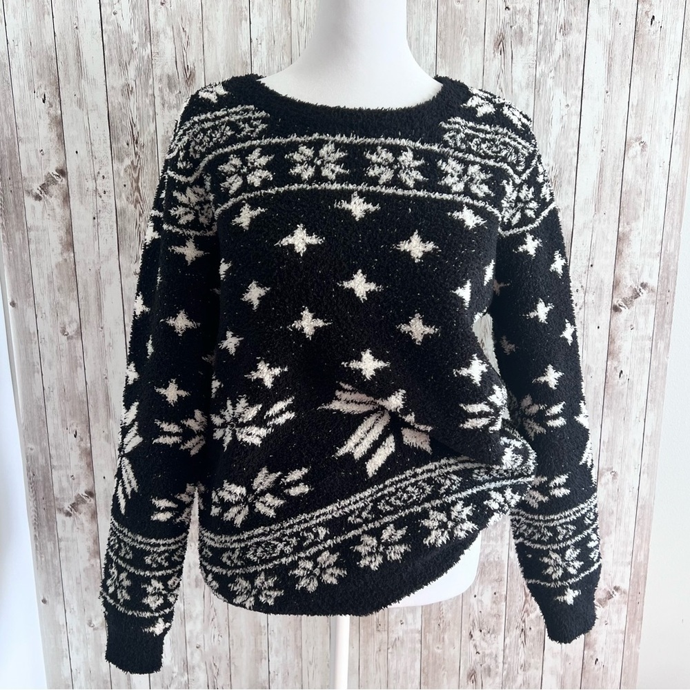 Barefoot Dreams Cozy Fleece Holiday Sweatshirt Medium - Picture 1 of 5